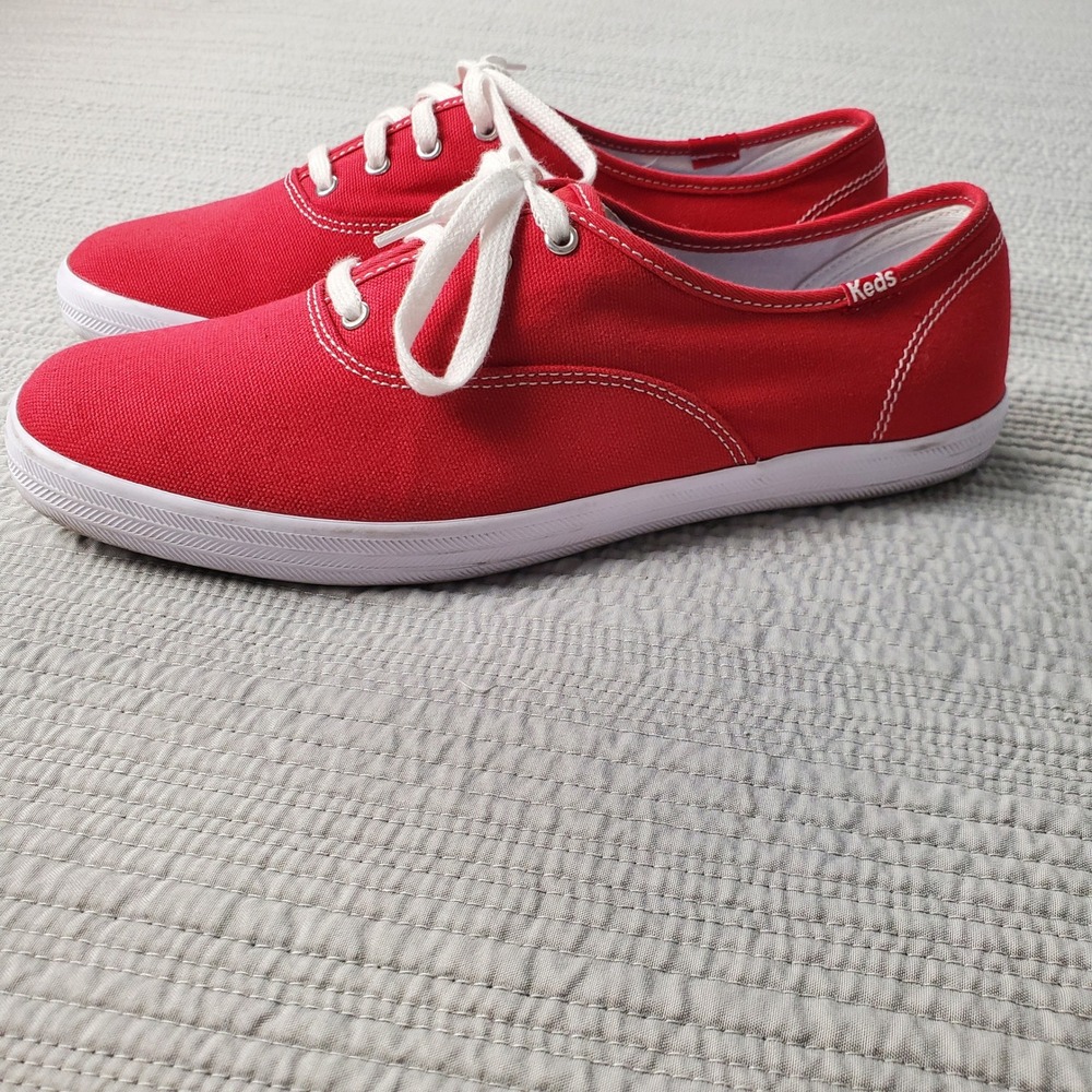 Keds Champion Sneaker Womens 8.5 Red Canvas Lace Up Low Top WF31300